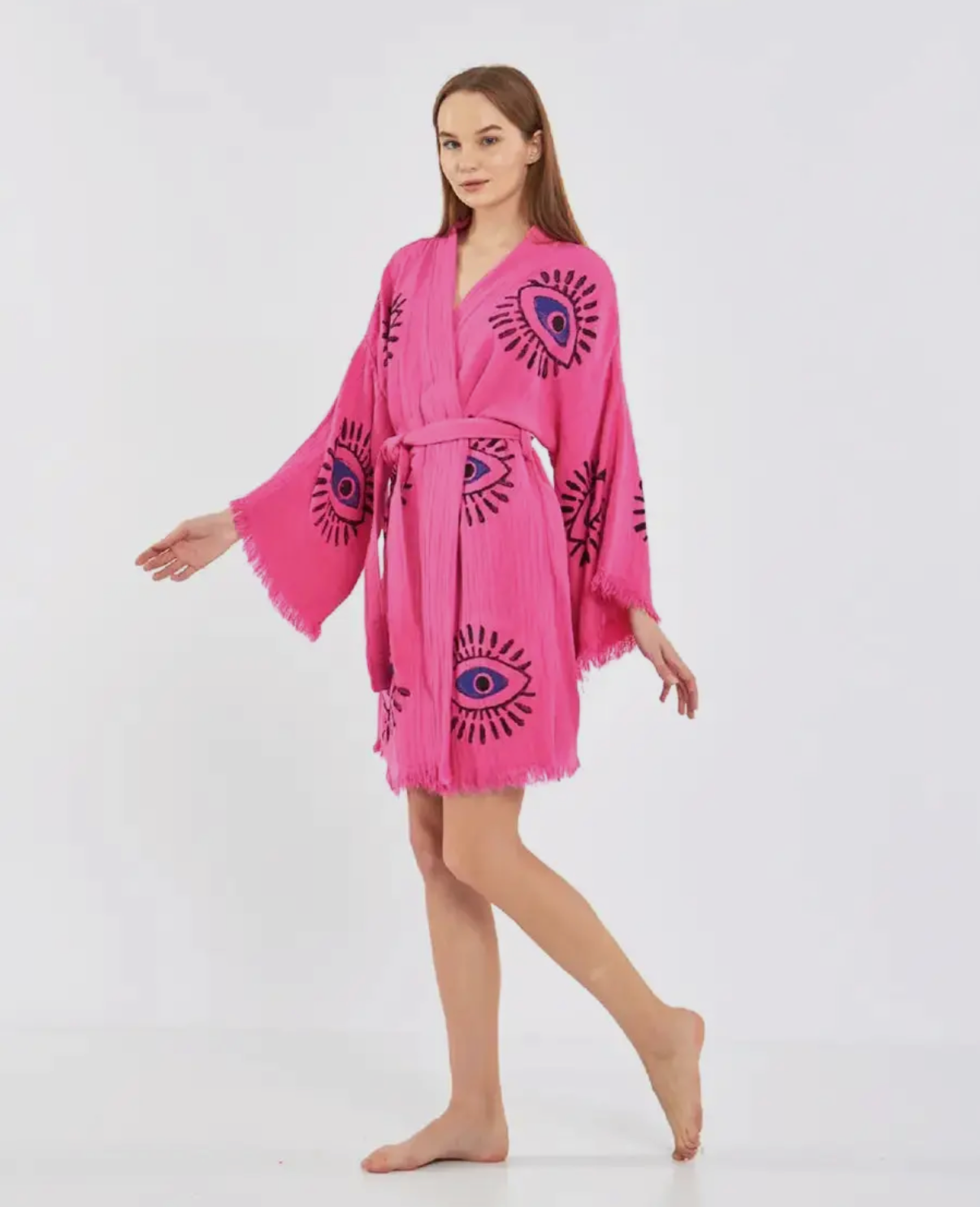 Organic Cotton Evil Eye Short Robe